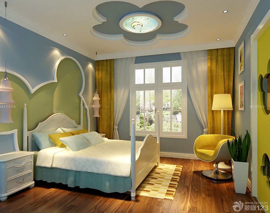 米老鼠可爱儿童房间窗帘搭配效果图片