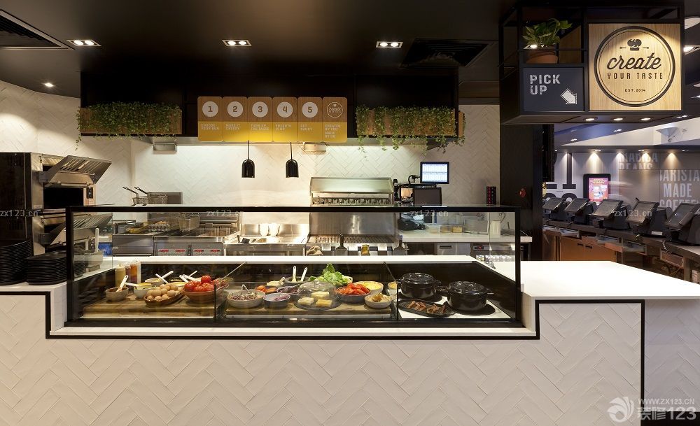 2025最新美式现代风格快餐店装修布局图片