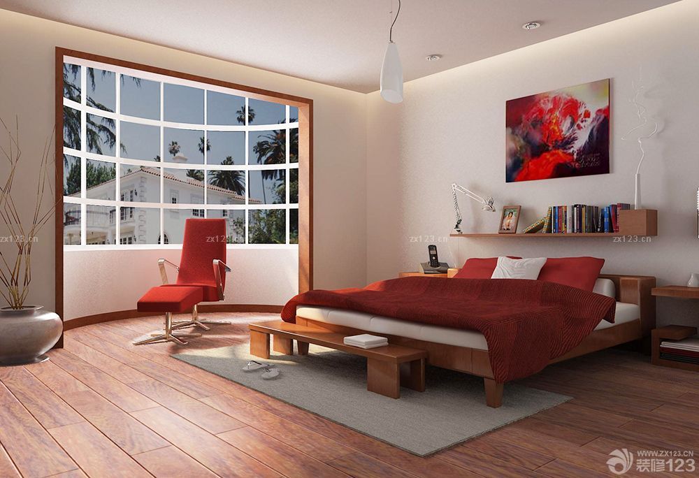 卧室飘窗棕色踢脚线颜色装修设计图片大全