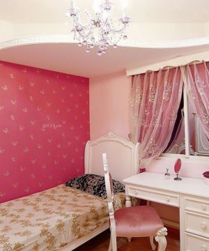 可爱小公主小空间儿童房窗帘搭配效果图片大全