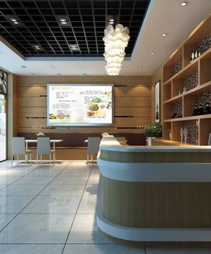 2025最新快餐店镂空吊顶装修布局效果图片大全
