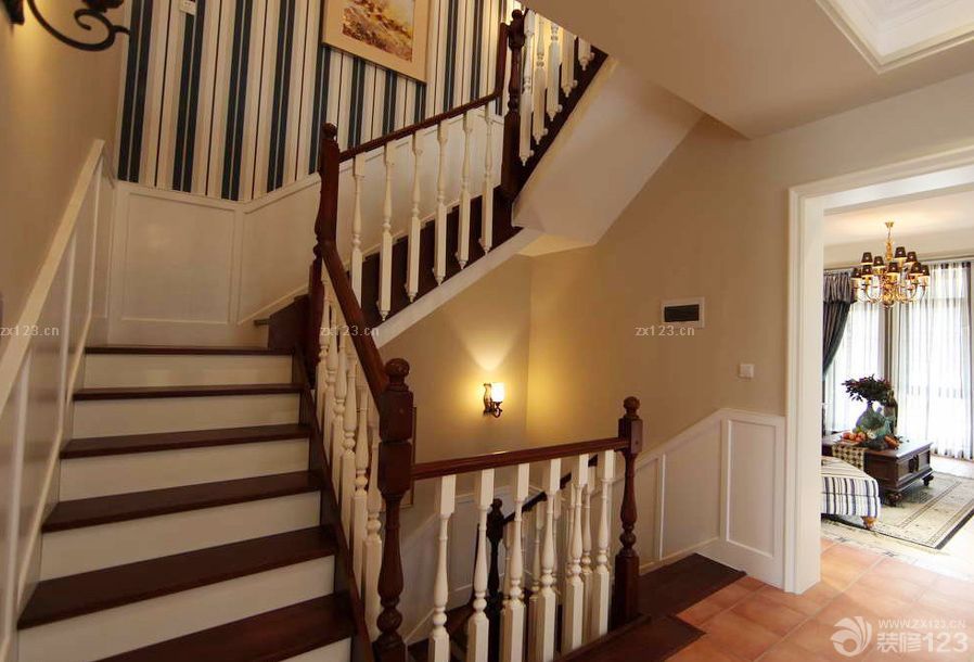 2023美式别墅房屋楼梯设计图片