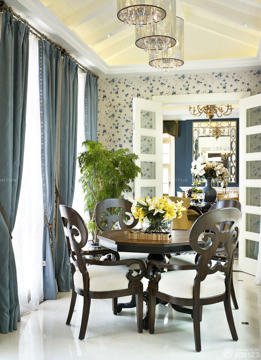 东南亚田园风格餐厅窗帘搭配效果图片大全