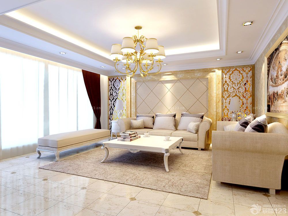 2025时尚现代简欧风格客厅装修样板间