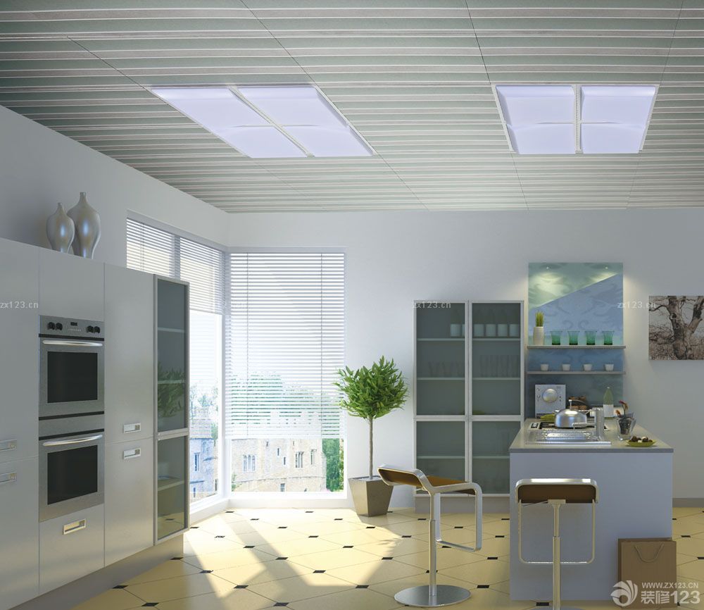 小户型开放式厨房pvc扣板吊顶装修效果图片欣赏