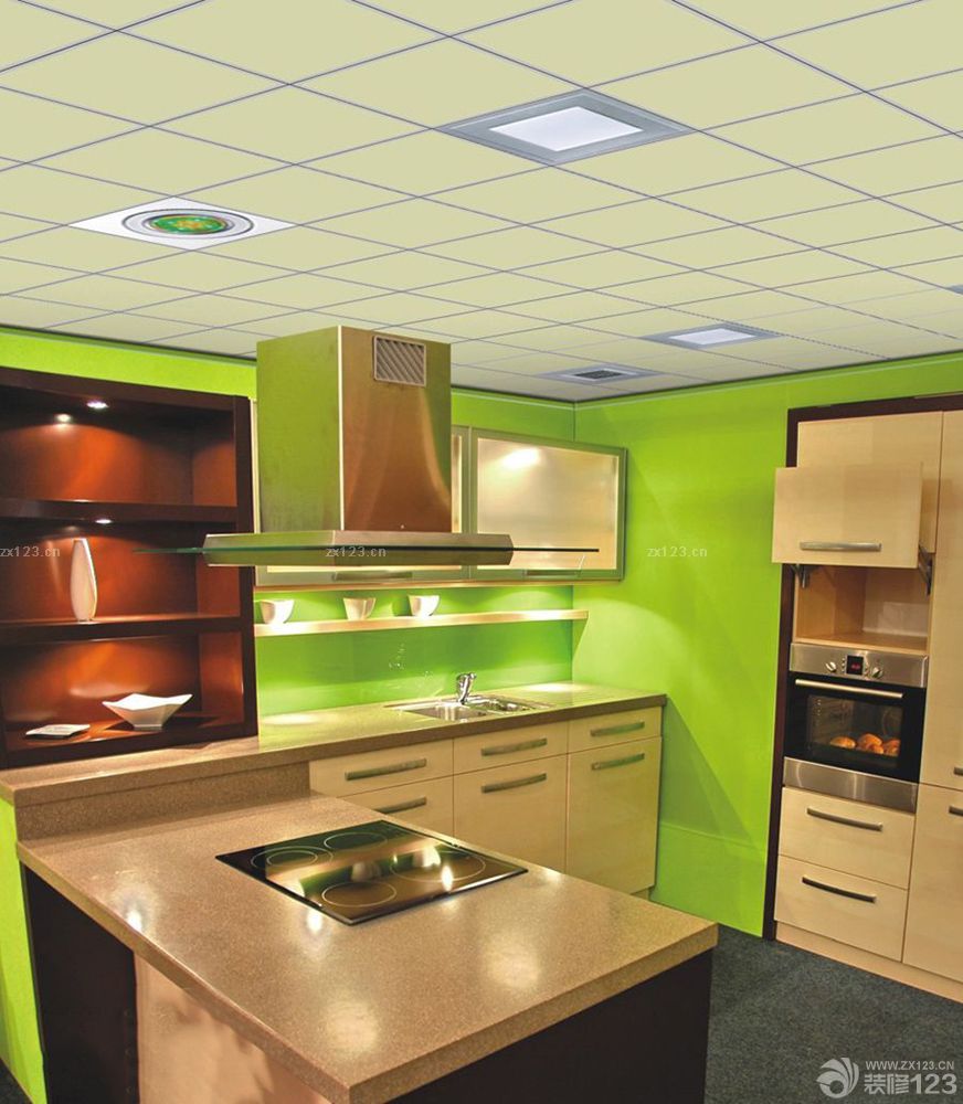 2023家装现代简约风格厨房pvc扣板吊顶装修图片