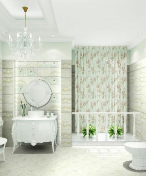 2023家装卫生间浴室暗花瓷砖装修案例