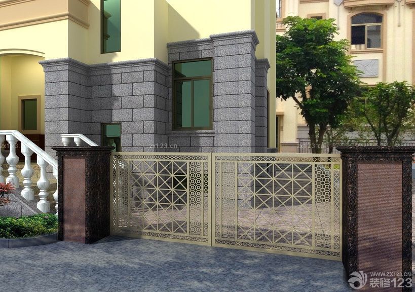 简约现代风格别墅围墙大门图片