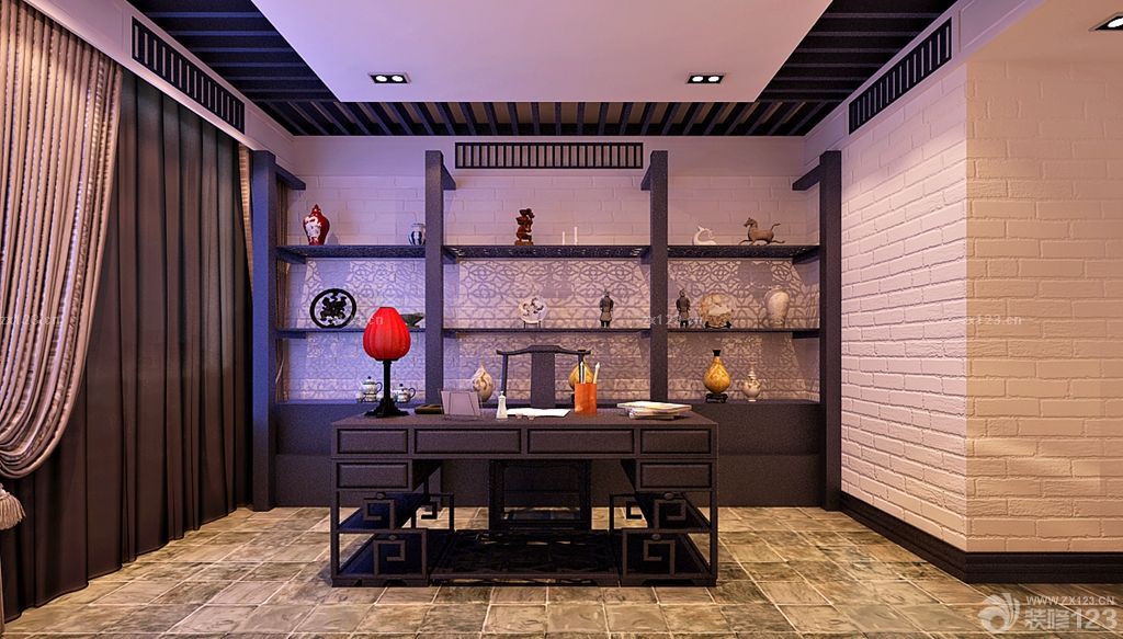 2025经典书房实木博古架装修案例大全