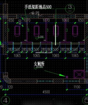 2023最新公共卫生间女厕所平面图设计