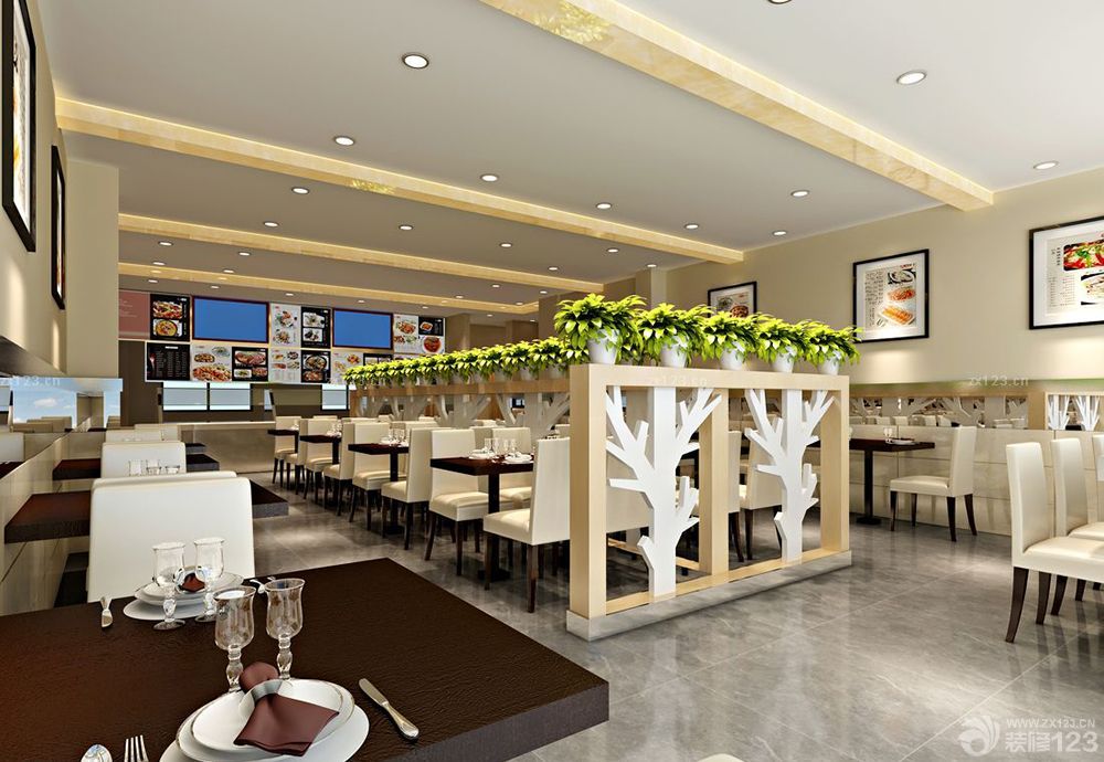 快餐店现代设计风格桌椅布局效果图片欣赏