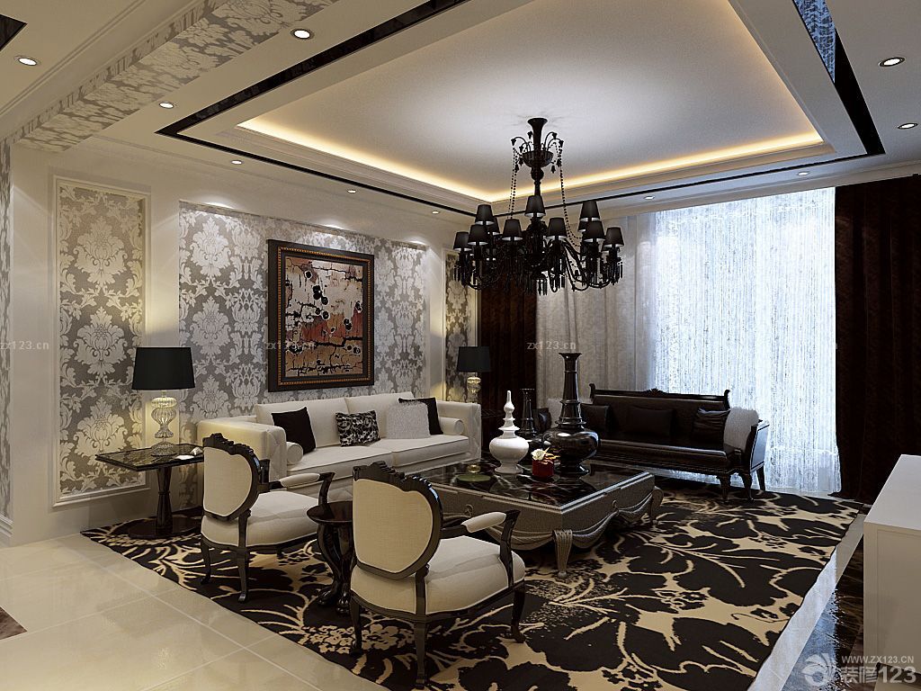 欧式风格奢华小户型银色墙面装修图片2025