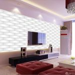 中式现代风格客厅银色墙面装饰图片2023