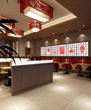 2023最新中式风格快餐店桌椅装潢实景图