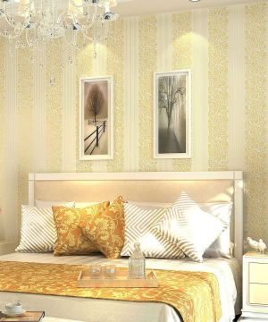 温馨简欧风格主卧室磨砂壁纸装饰效果图片