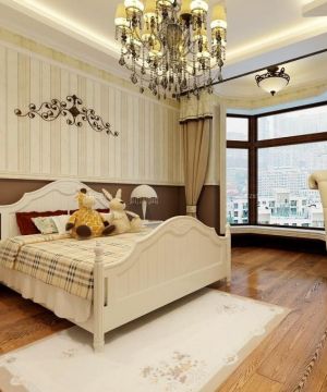 现代欧式风格三室一厅卧室窗帘装修效果图 