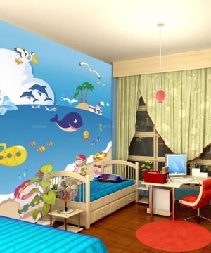 儿童房卧室隐形门墙绘设计效果图