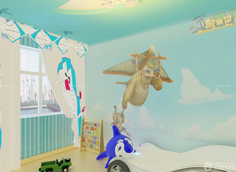 室内可爱儿童房间墙体手绘设计图片大全