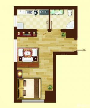 小户型酒店式公寓56平方一室一厅户型图 