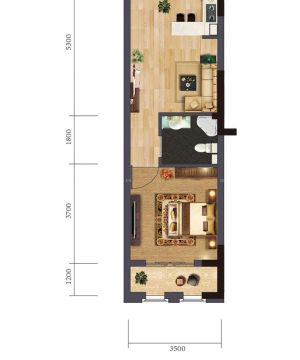 2025整体56平方一室一厅户型图设计