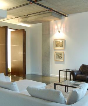  最新小户型现代简约风格客厅隐形门背景墙设计效果图
