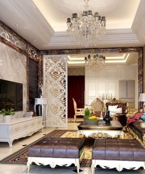 2025欧式风格客厅隐形门背景墙装修设计图片大全
