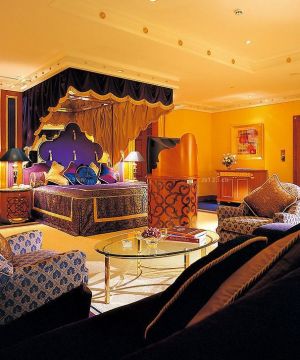 迪拜七星级酒店客房整体家具摆放效果图欣赏