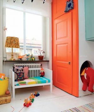 温馨美式风格儿童房样板间橙色门装潢效果图2020