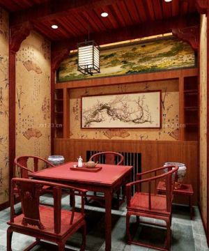 中式风格小型会所餐厅设计图片大全