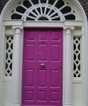 2023美式小别墅紫色门装修图片大全