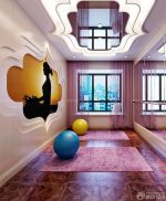 现代风格瑜伽会所杂色地砖装修效果图片