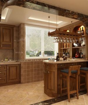 现代欧式风格厨房砖砌橱柜装修效果图