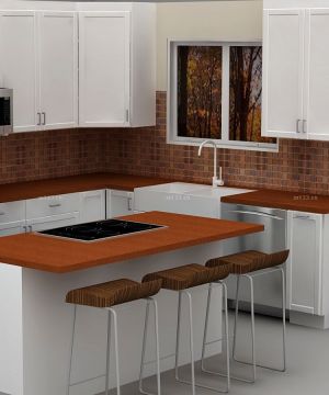 最新简约风格厨房橱柜带吧台装修效果图片大全