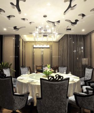 2025混搭风格饭店包厢吊顶造型装修设计图片