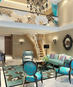2025唯美欧式风格小跃层客厅装修图片