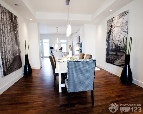 家装现代简约风格餐厅黑白装饰画效果图欣赏