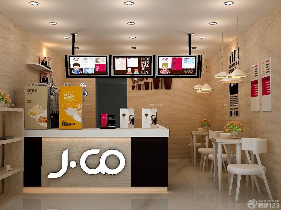 最新温馨惬意15平奶茶店装修样板间
