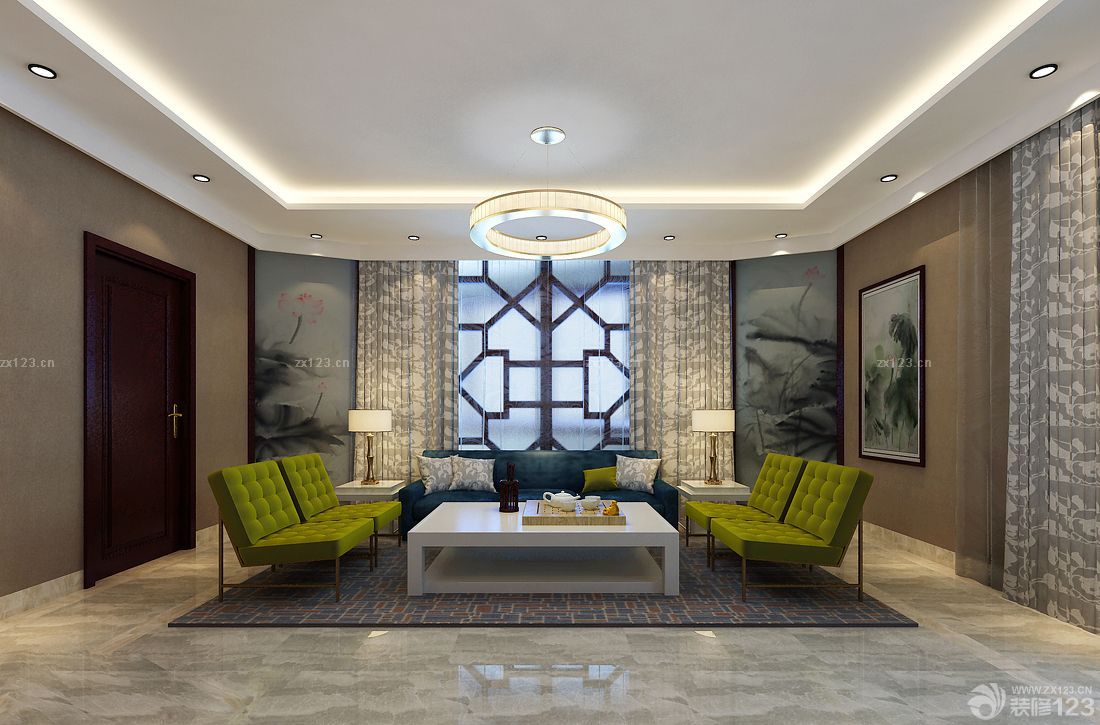 90平方中式客厅窗帘设计效果图欣赏