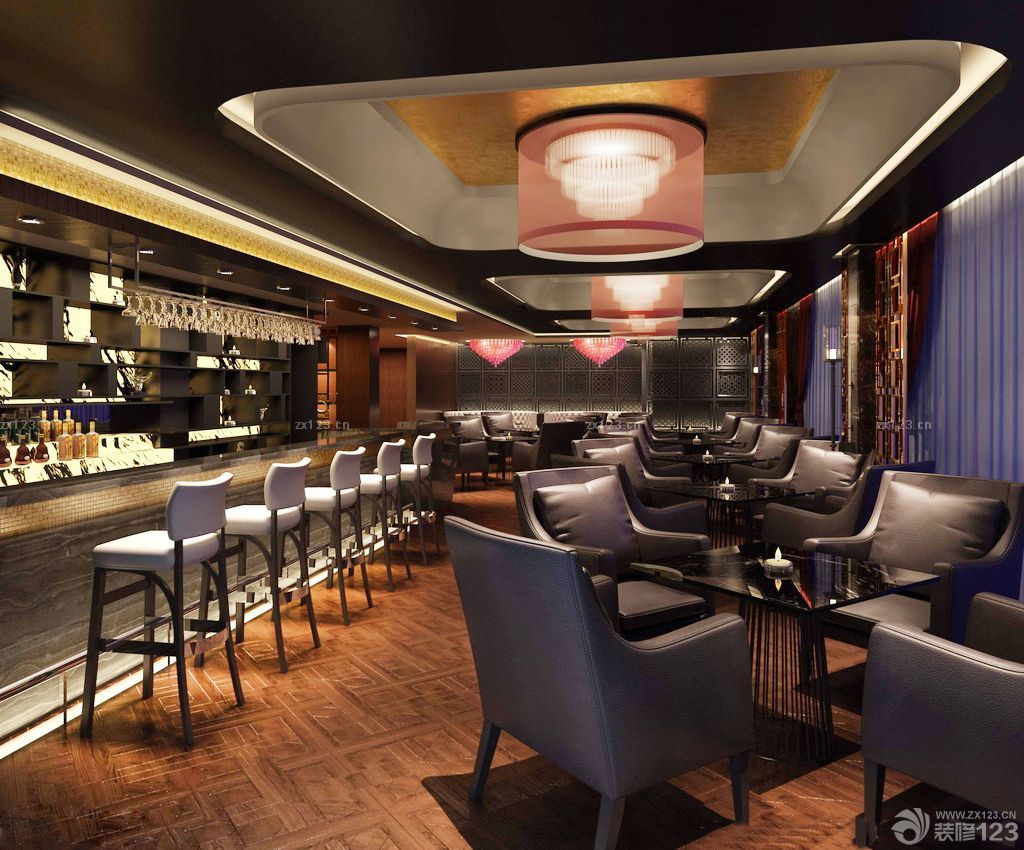 2025简约风格酒吧室内大厅设计效果图欣赏