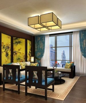 最新中式客厅窗帘装修设计效果图欣赏 