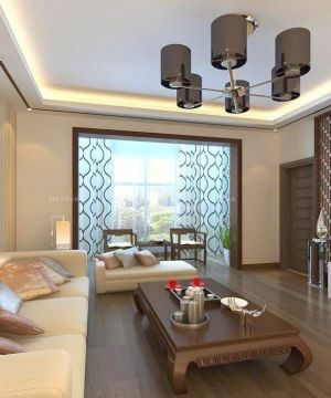 中式家装客厅窗帘设计效果图片