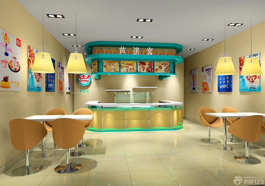 最新简欧风格20平奶茶店装修样板间