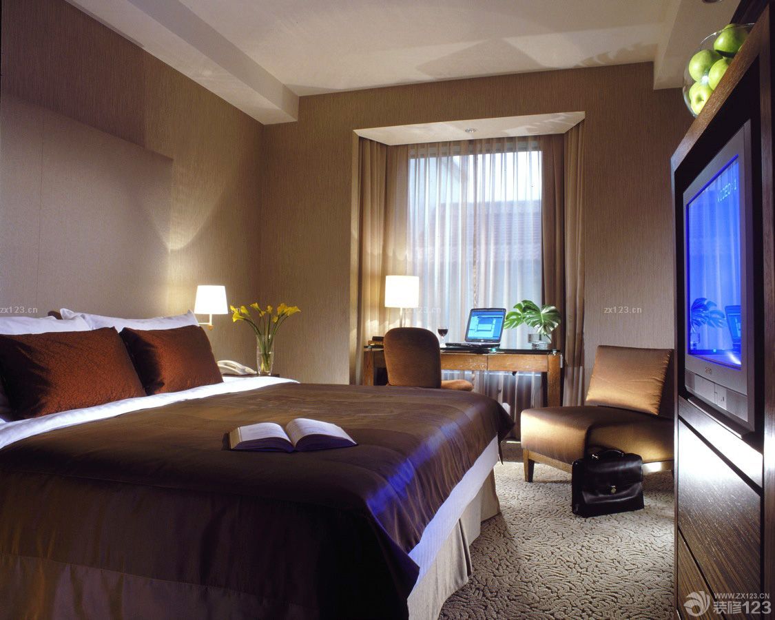 新中式风格商务酒店室内效果图