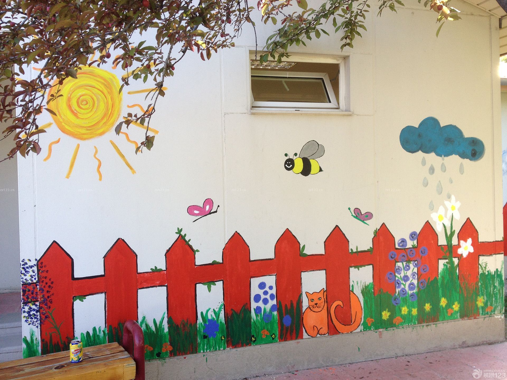 幼儿园墙绘外墙简单图片