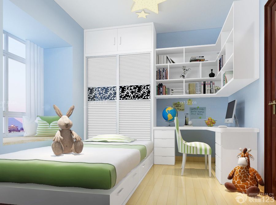 现代风格10平米儿童房书架设计图片大全_设计456装修效果图
