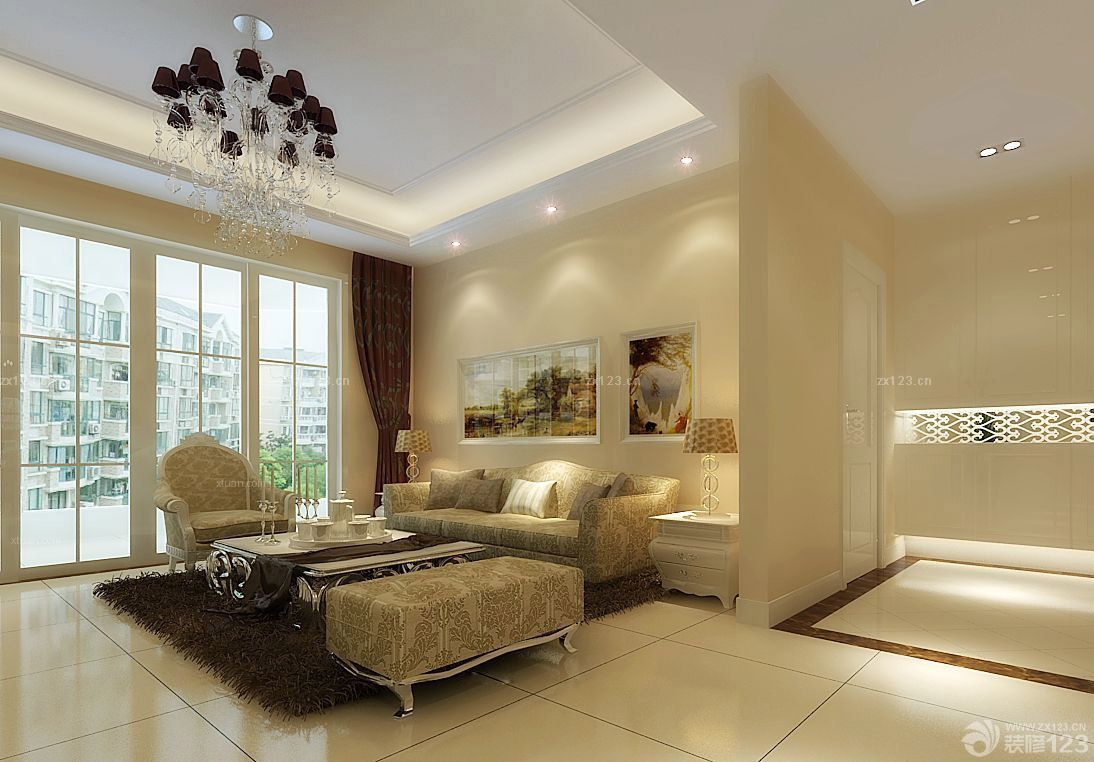 后现代风格欧式沙发背景墙装修设计图片 