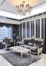 黑白风格欧式沙发背景墙装修设计图片欣赏