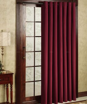 最新美式风格室内酒红色窗帘设计图片2023