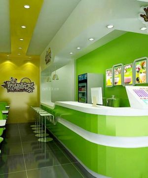 2025奶茶店春意盎然装修效果图