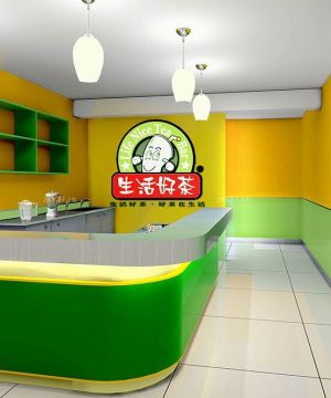 奶茶店清凉清新装修效果图